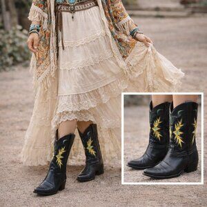 Yippee Ki Yay Old Gringo Cowboy Boots Womens 8B Black Leather Western